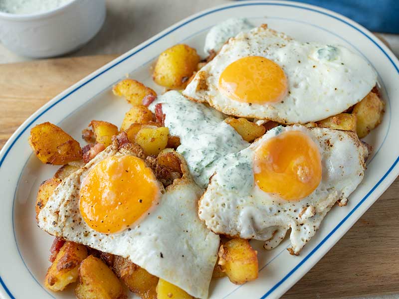 Kartoffel-Rezepte: Kartoffeln mit Spiegelei Kartoffeln mit Ei für Muskelaufbau